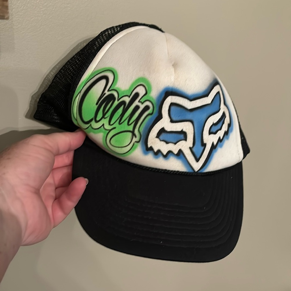Airbrushed “Cody” Fox Racing Trucker Hat Baseball Cap